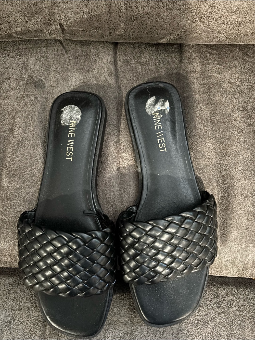 Nine West Black Braided Slide Mules